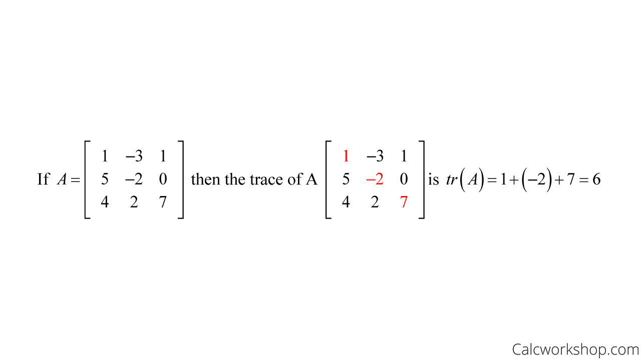 calculate trace square matrix example