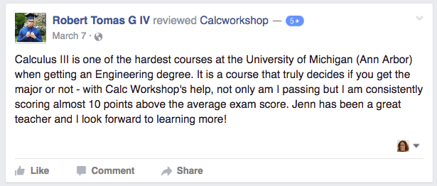 Robert giving a calculus 3 review of Calcworkshop on facebook