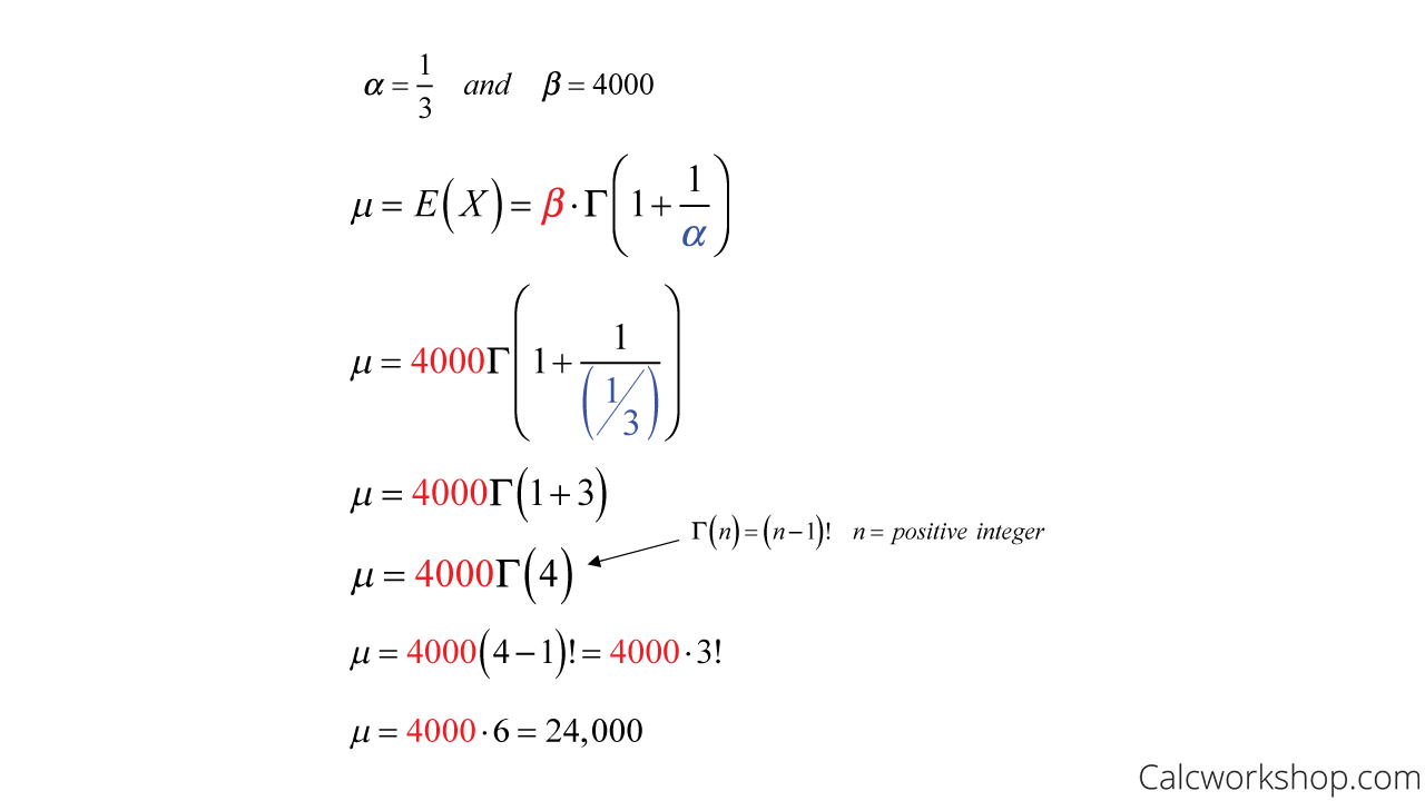 mean of weibull distribution example
