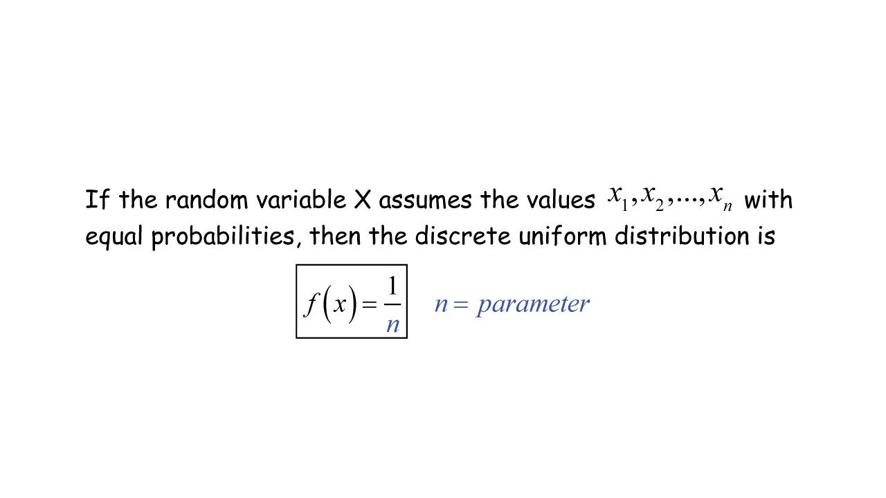 pmf of a discrete uniform random variable